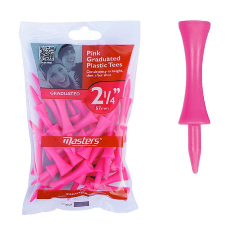 Masters Plastic Graduated 2 1/4 Inch Pink Tees - Pack of 25